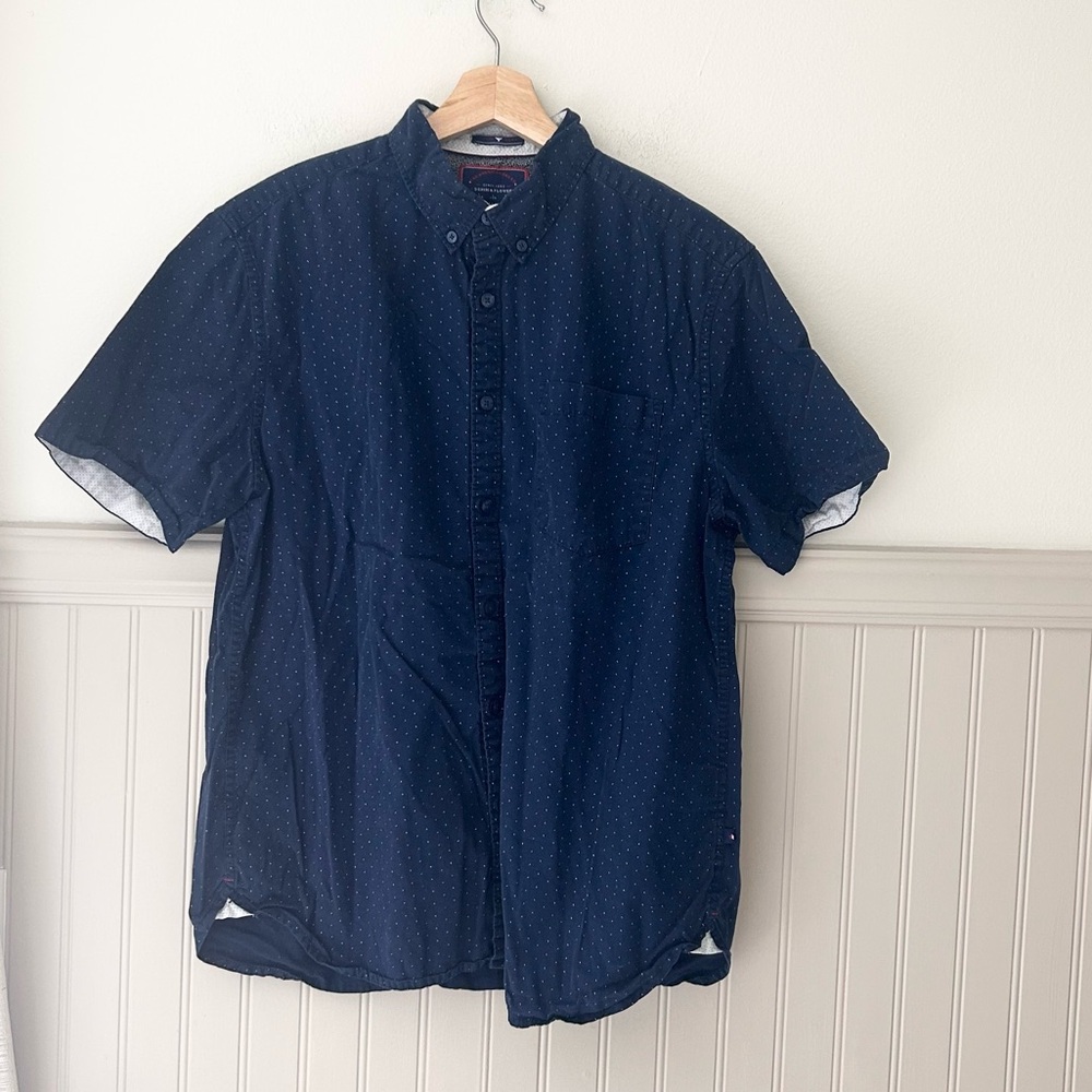 Denim & Flower Slim Fit American Dream Mens Large Navy Casual Button Down Shirt